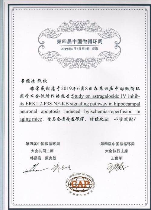 我校董雅洁老师参加第四届中国微循环周并作学术报告